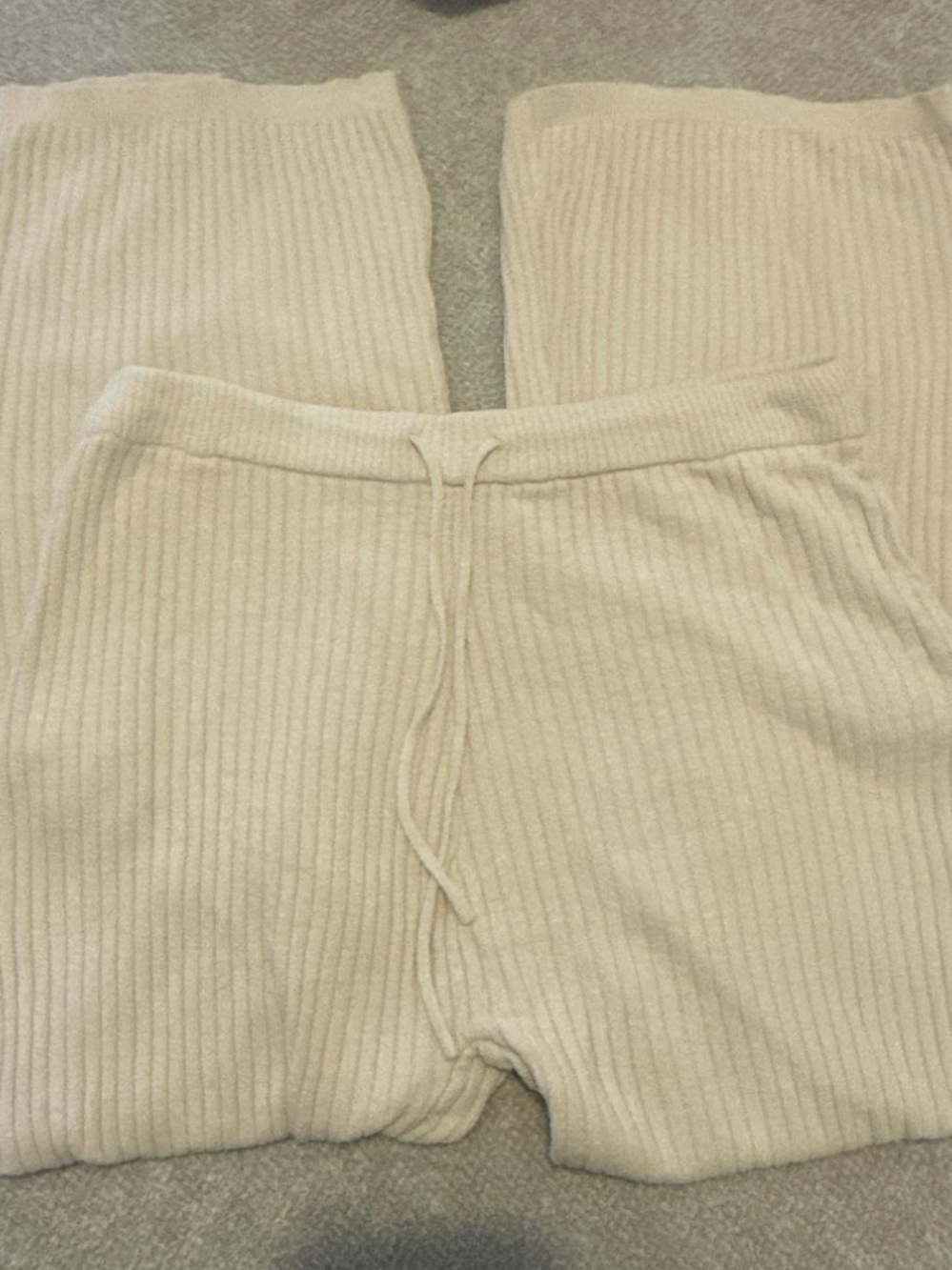Tranquil & True Ribbed Knit Lounge Pants — Light Beige